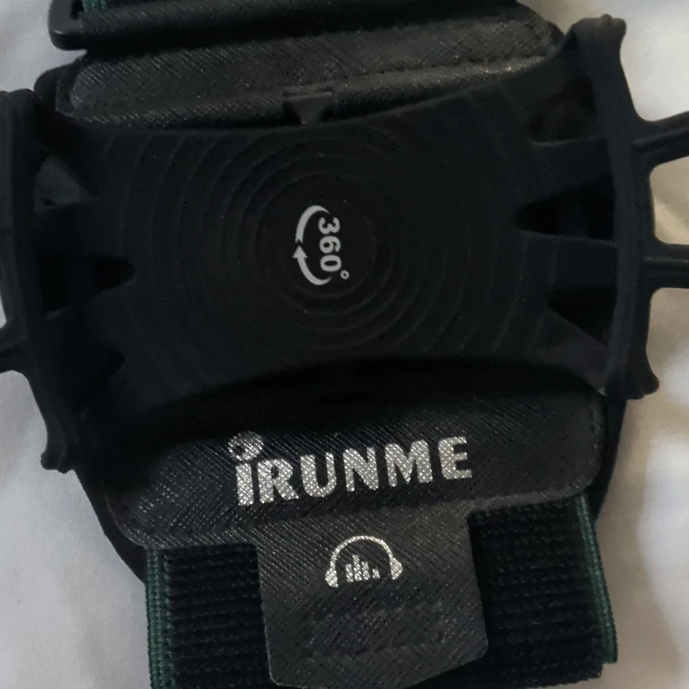 iRUNME Universal Cell Phone Armband w/ Hook & Loop, 360° Protection, Black/Green